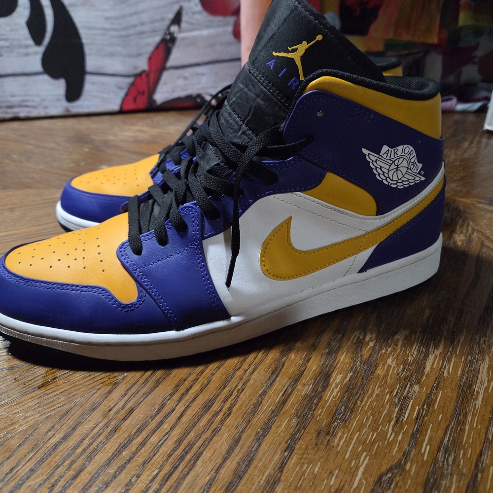 JORDAN 1 MID "LAKER'S" SHOES SIZE 14